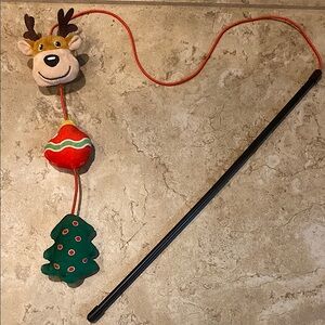 Festive Reindeer and Christmas Tree 🌲 Cat Wand Teaser Toy
